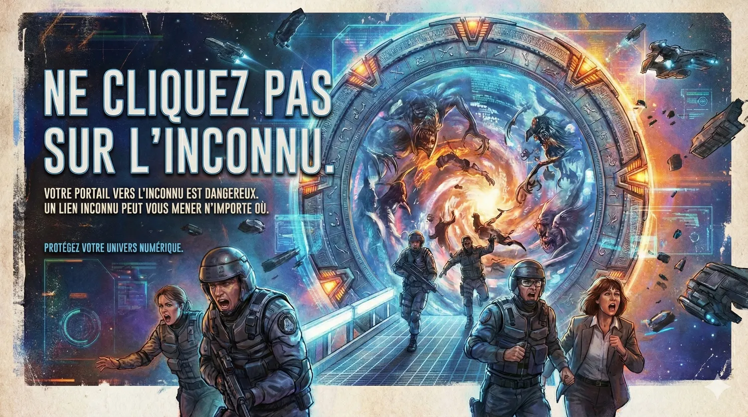 Affiche Ne cliquez pas sur l'inconnu